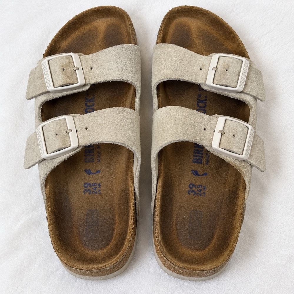 Birkenstock Milano Sandals 39 US 8-8.5 Beige Suede Leather Backstrap Germany